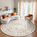 Puino 6Ft Round Rug Washable: Non-Slip Boho Living Room Circle Area Rugs by Puino