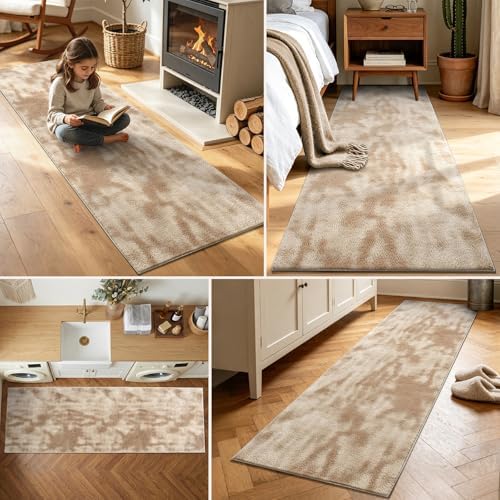 2x8 Tie-dye Beige Runner Rug Washable Non-Slip - Image 3