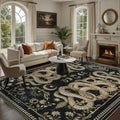 DCX 7x9 Snake Rug for Living Room: Gothic Washable Indoor Carpet Black by DCXWashableRug