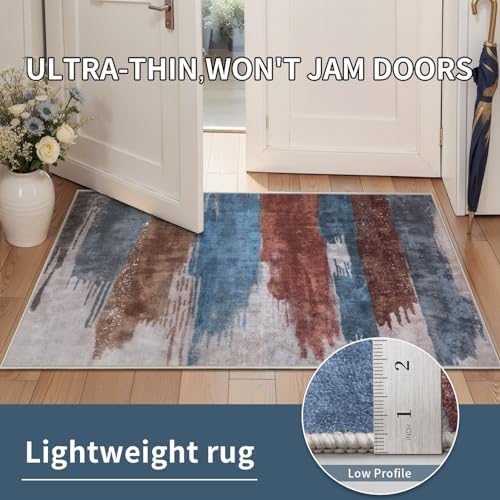 Ciicool Washable Area Rug 2x3 Entryway Rug, Modern Abstract Entry Mat Blue - Image 5