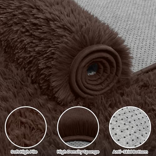 6x9 Brown Fluffy Fuzzy Shag Area Rug - Image 6