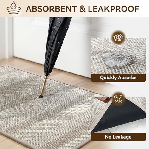 Indoor Door Mat Thin Low Profile Entryway Mats Brown 24"x35" - Image 4