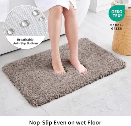 Disolla Taupe Grey Bathroom Rugs 17x24, Non-Slip Plush Small Bath Mat - Image 3