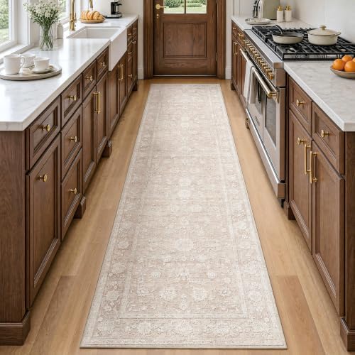 2x6 Beige Neutral Kitchen Hallway Vintage Runner Rug - Image 3