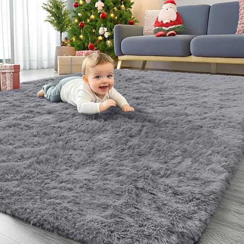 OLANLY Area Rugs for Living Room Bedroom, Machine Washable 4x5.9 ft Soft Fluffy by OLANLY