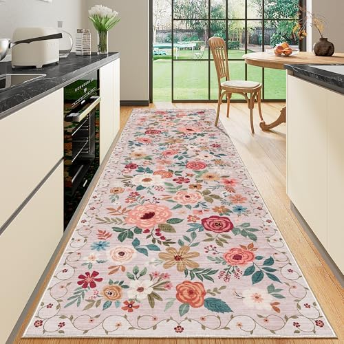 DUKINO 3x10 Runner Rug, Floral Washable Kitchen Runner Rug Non Slip - Image 6