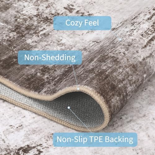 GarveeHome Abstract Area Rugs 5x7 Ultra-Soft Modern Indoor Carpet Brown - Image 3