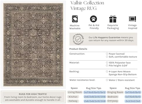 HUGEAR Brown Washable 6x9 Area Rugs - Image 4