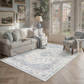Blue 5x7 Area Rug Washable Netural Vintage Distressed Carpet by Berthmeer