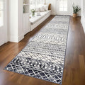 KUTA Boho Runners for Hallways 2.6x12 ft Vintage Geometric Black Navy Blue by KUTA