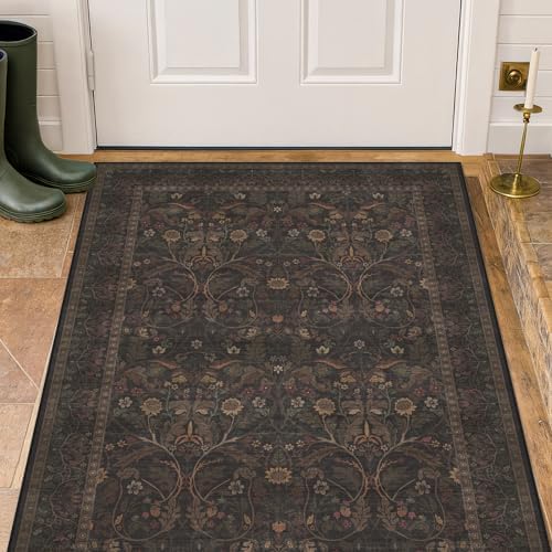 Rustic Brown 3x4 Large Washable Entryway Rug Indoor - Image 6