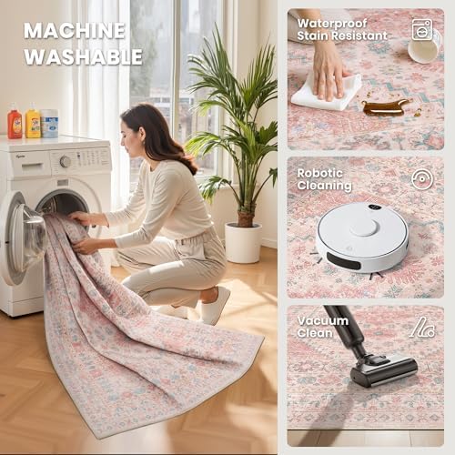 zesthome Pink Rugs for Bedroom-4x6 Area Rug for Entryway, Girls Room - Image 5