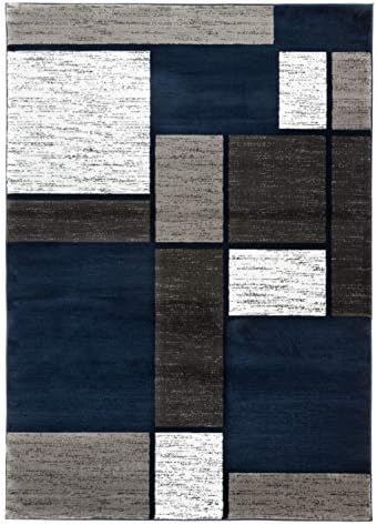 Rugshop Geometric Boxes Modern Fade-Resistant Area Rug Navy 3'3" x 5' - Image 3