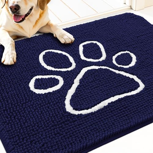 OLANLY Dog Door Mat for Muddy Paws 32x20, Paw Print Design Chenille Mud Mat by OLANLY