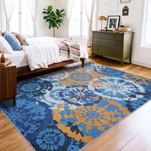 Boho 6x9 Area Rug, Washable Non-Slip Low-Pile Rugs - Image 7