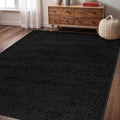 Area Rug 6x9 Black Washable Indoor Rug Solid Non Slip Easy to Clean Non by LenaRug