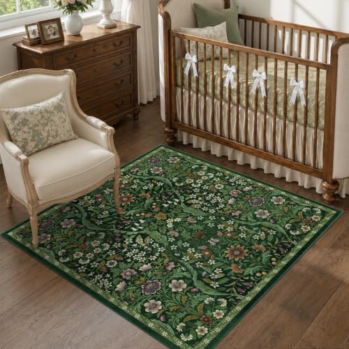 4x4 Square Rug Floral Washable Rugs - Image 4