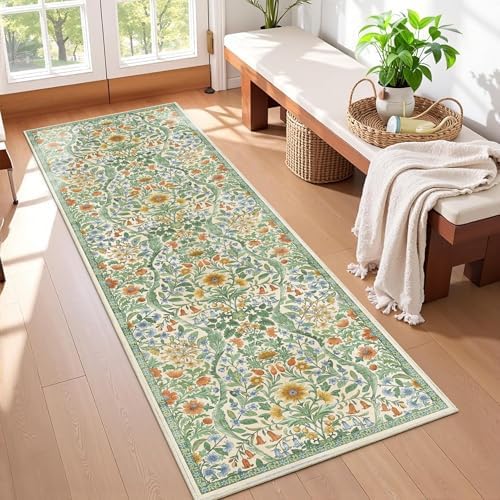 2x6 Floral Runner Rug for Kitchen Washable Hallway Runner Rug - Image 2