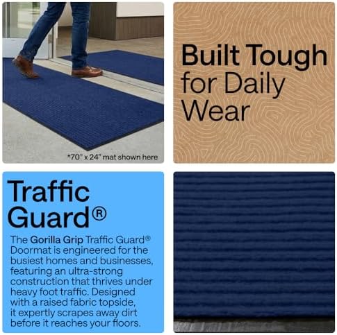GORILLA GRIP Traffic Guard Indoor Outdoor Heavy Duty Door Mat, 59x24 Blue - Image 3