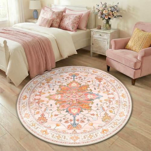 RELEANY Washable Area Rug, Round 4ft by RELEANY