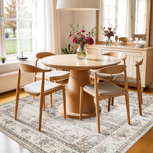 5x5 Area Rug Washable Living Room Rugs: 5ft Square Ultra Thin Soft Oriental - Image 3