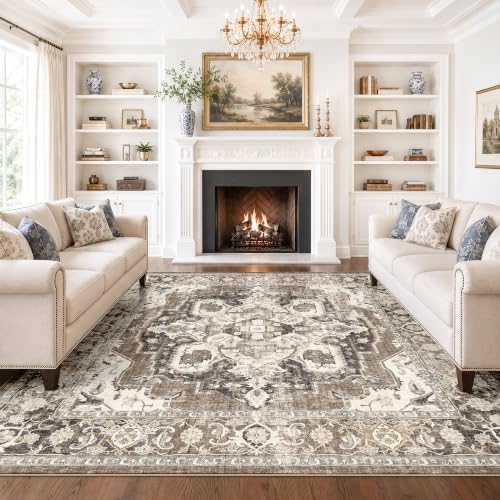 Living Room 11x11 Square Area Rug: Large Washable Boho Area Rugs by YOUFORTONG