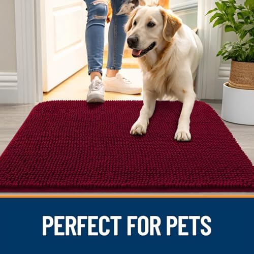 OLANLY Dog Door Mat for Muddy Paws 59x32, Super Absorbent Chenille Mud Mat - Image 6