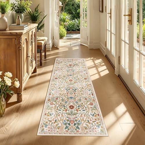2x5 Floral Runner Rug for Kitchen Washable Hallway Runner Rug - Image 3