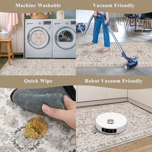 5x5 Square Washable Rug for Living Room: Non Slip Indoor Entryway Foot Carpet - Image 7