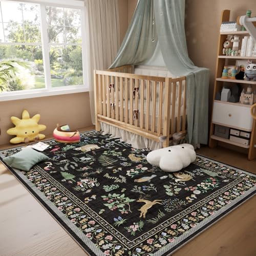 Washable Area Rugs for Living Room: 5x7 Bedroom Rug Vintage Rugs Stain - Image 6