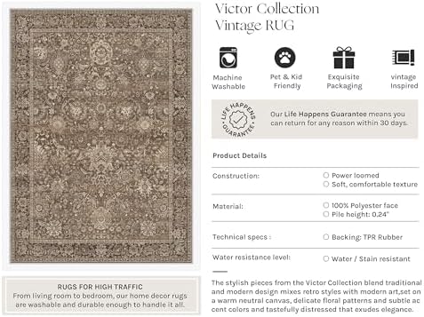 HUGEAR Area Rugs 10x14 Beige Vintage Rug - Image 3