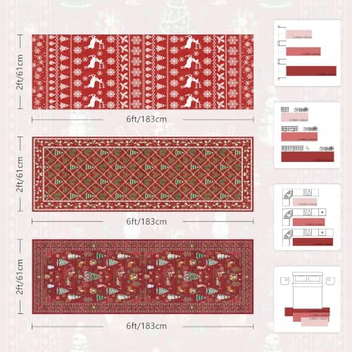 Christmas Runner Rug 2x6 Red Washable Rugs - Image 2