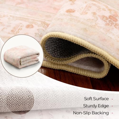 CAPALOCA 3x5 Washable Nursery Girls Low Pile Area Rug Pink Green - Image 4
