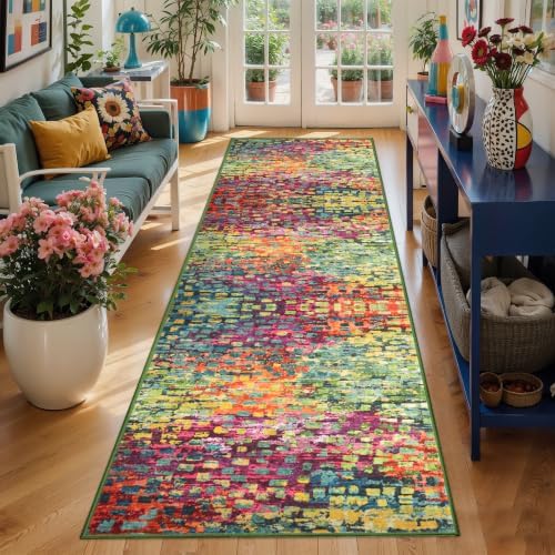 Tangsoo Colorful Abstract 3x7 Washable Runner Rug by Tangsoo