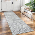KUTA Boho Washable Runner Rug 2x7 Grey White Moroccan by KUTA