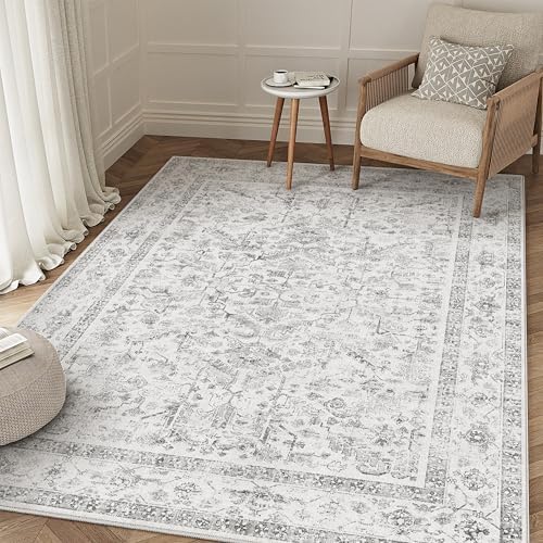 PureCozy Gray Small Area Rug 4x5 Vintage Neutral by PureCozy