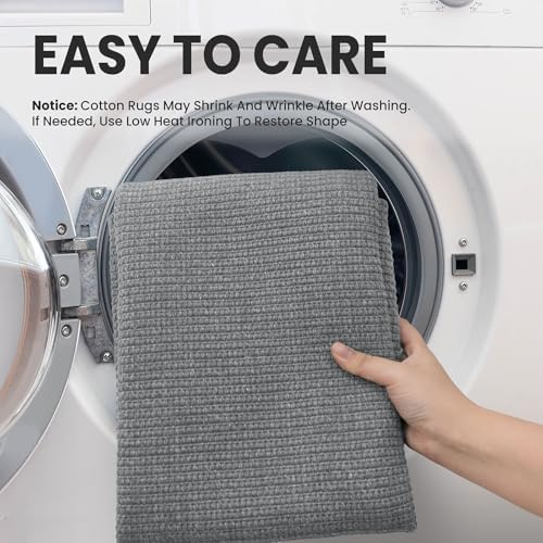 EARTHALL Washable Runner Rug, Non Slip Indoor Doormat, 2x4 Ft, Dark Gray - Image 3