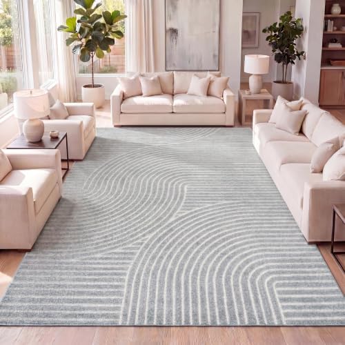 JONATHAN Y Hallie High-Low Curve Light Blue/Cream 3x5 Indoor/Outdoor Area Rug by JONATHANY