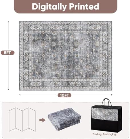 Rugcomf Large Living Room Rug 8x10 Washable Non Slip Vintage - Image 2