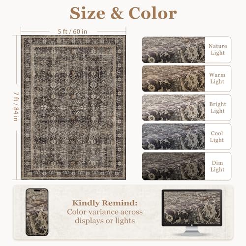Washable Area Rug 5'x7' Living Room, Vintage MCM - Image 2