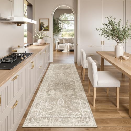 Madane Runner Rug 3x8 for Hallway, Kitchen Non-Slip Runner Rug Brown/Sand - Image 2