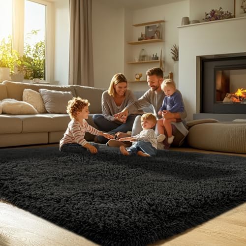 Topmaxcs 10x12 Black Shag Area Rug - Image 4