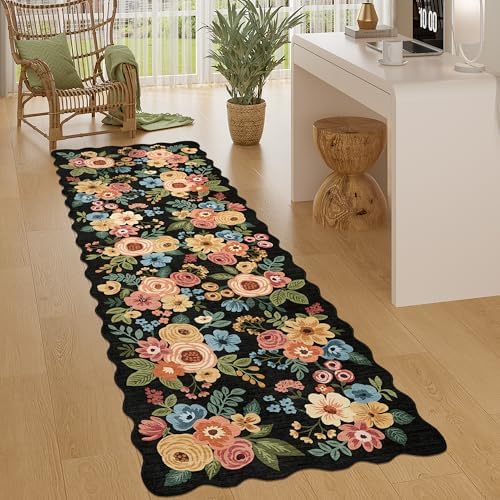 DUKINO 2.6x8 Runner Rug, Floral Washable Kitchen Rugs Non Slip - Image 3