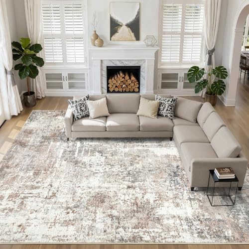 LOONGRUG 12x18 Area Rug Washable Large Neutral Modern Living Room Rugs by LOONGRUG