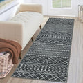 KUTA 2x6 Washable Runner Rug Dark Grey Beige Moroccan Boho Rug Runner by KUTA