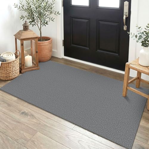 EARTHALL Washable Runner Rug, Non Slip Indoor Doormat, 2x4 Ft, Dark Gray by EARTHALL