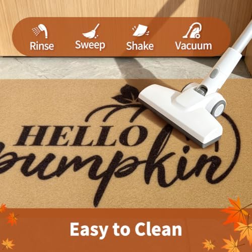 Fall Door Mat, Non Slip Front Porch Hello Pumpkin Welcome Mat 17x30 - Image 5