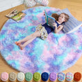 Amdrebio Purple Rainbow Mermaid Small Circle Rug 3Ft by Amdrebio