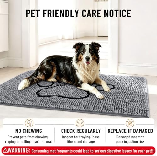 Smiry Dog Door Mat for Muddy Paws, Absorbent Non Slip Dirt Trapper - Image 7