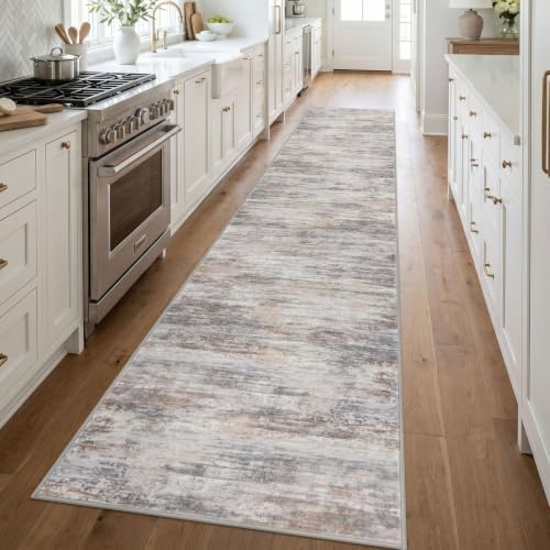 KOZYFLY Modern Hallway Runner, 2.6x14 Washable Rug Runner Multi-Grey - Image 2